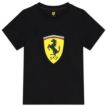 Boys Black Ferrari Logo T-Shirt