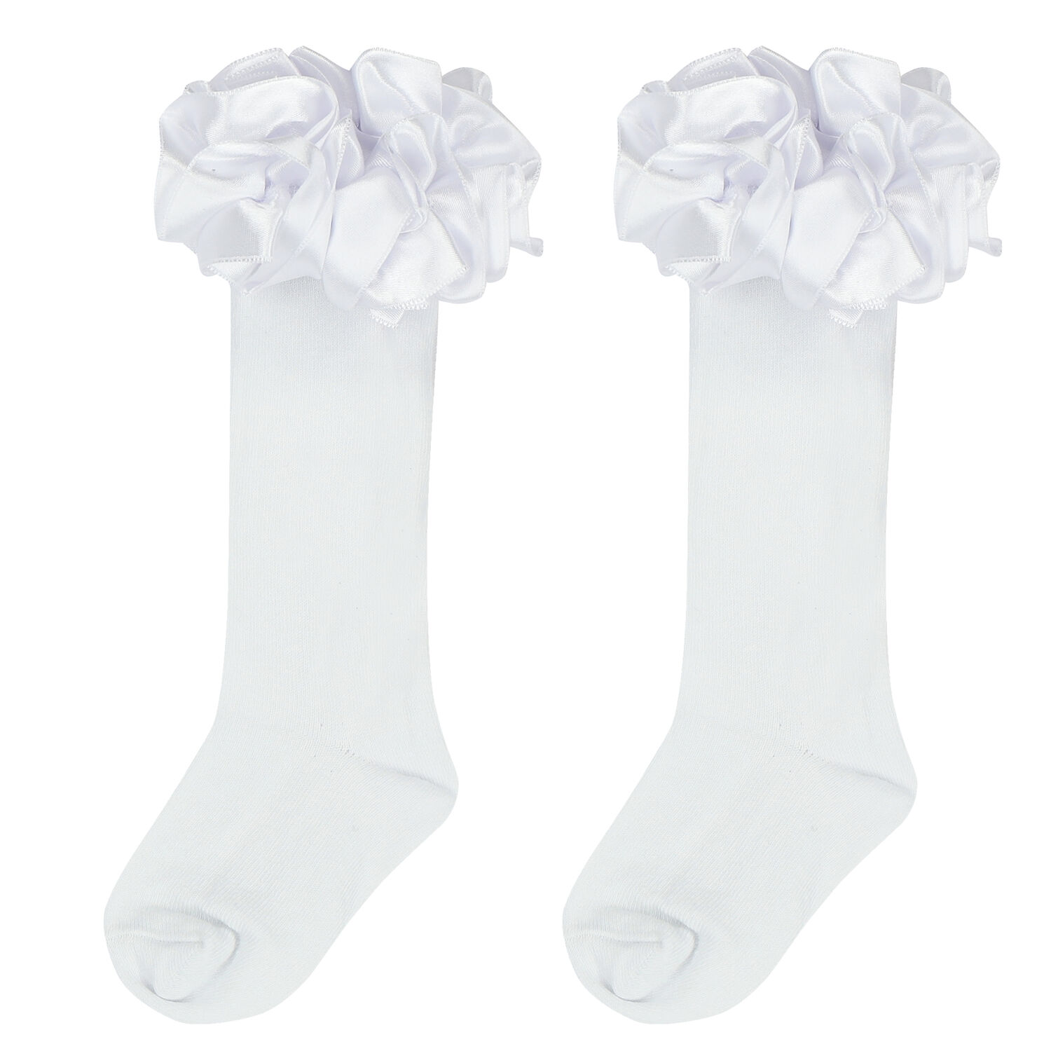 Girls White Ruffled Socks, 1, hi-res