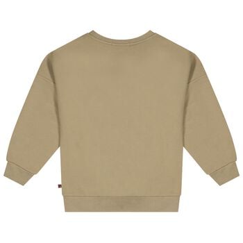 Girls Beige Faux Fur Teddy Bear Sweatshirt