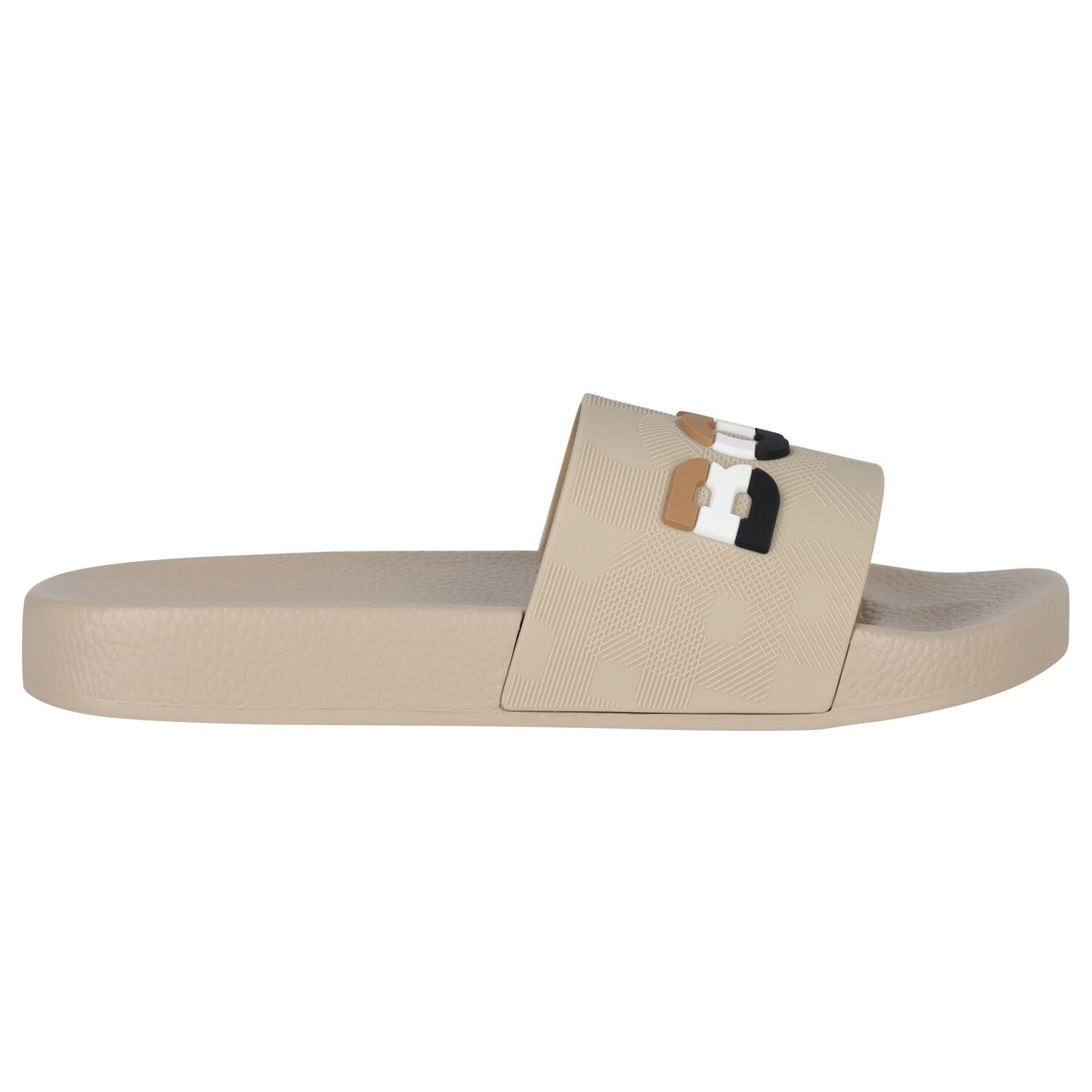 Boys Beige Logo Sliders, 2, hi-res