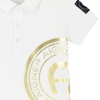 Younger Boys White & Gold Polo Shirt, 1, hi-res