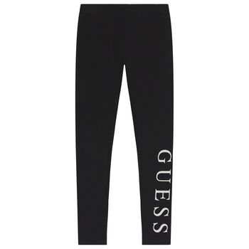 Girls Black Logo Leggings