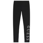 Girls Black Logo Leggings, 1, hi-res