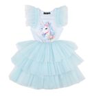 Girls Blue Unicorn Tulle Dress, 1, hi-res