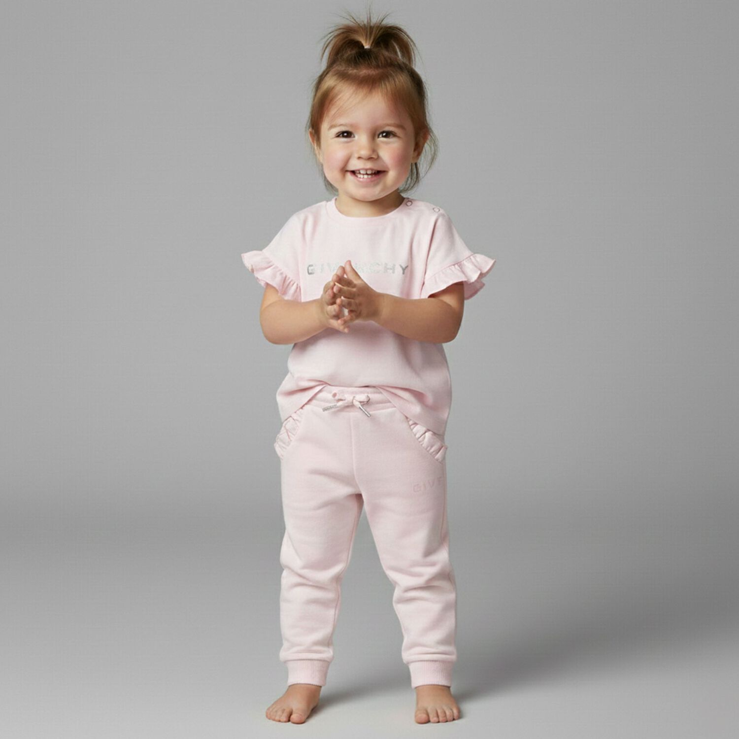 Younger Girls Pink Logo Joggers, 1, hi-res