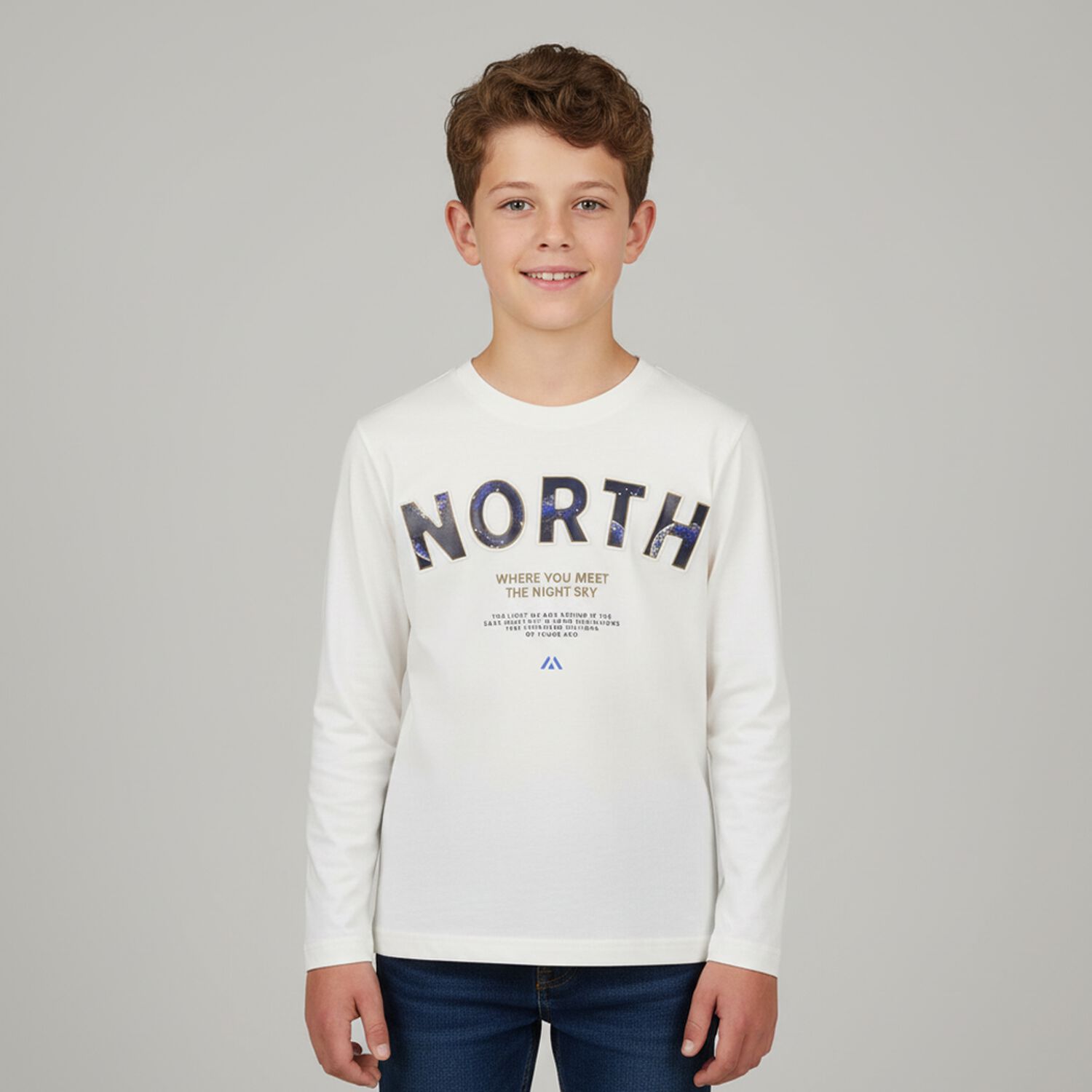 Boys Ivory Long Sleeve Top, 1, hi-res