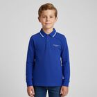 Boys Blue Logo Polo Shirt, 1, hi-res