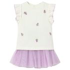 Younger Girls Ivory & Lilac Skirt Set, 2, hi-res