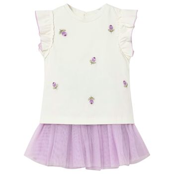Younger Girls Ivory & Lilac Skirt Set