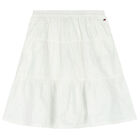 Girls White Logo Broderie Anglaise Skirt, 1, hi-res