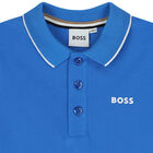 Younger Boys Blue Logo Polo Shirt, 3, hi-res