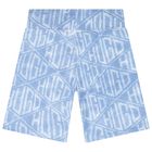 Boys Blue & White Logo Shorts, 1, hi-res