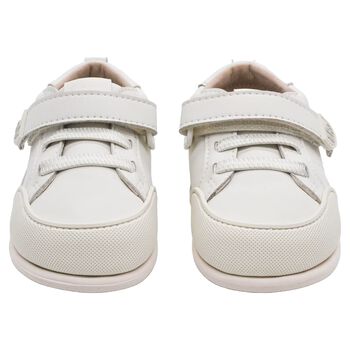 Younger Boys White Faux Leather Trainers