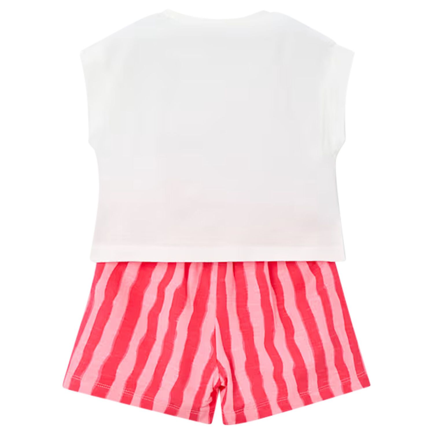 Girls White & Pink Striped Shorts Set, 1, hi-res