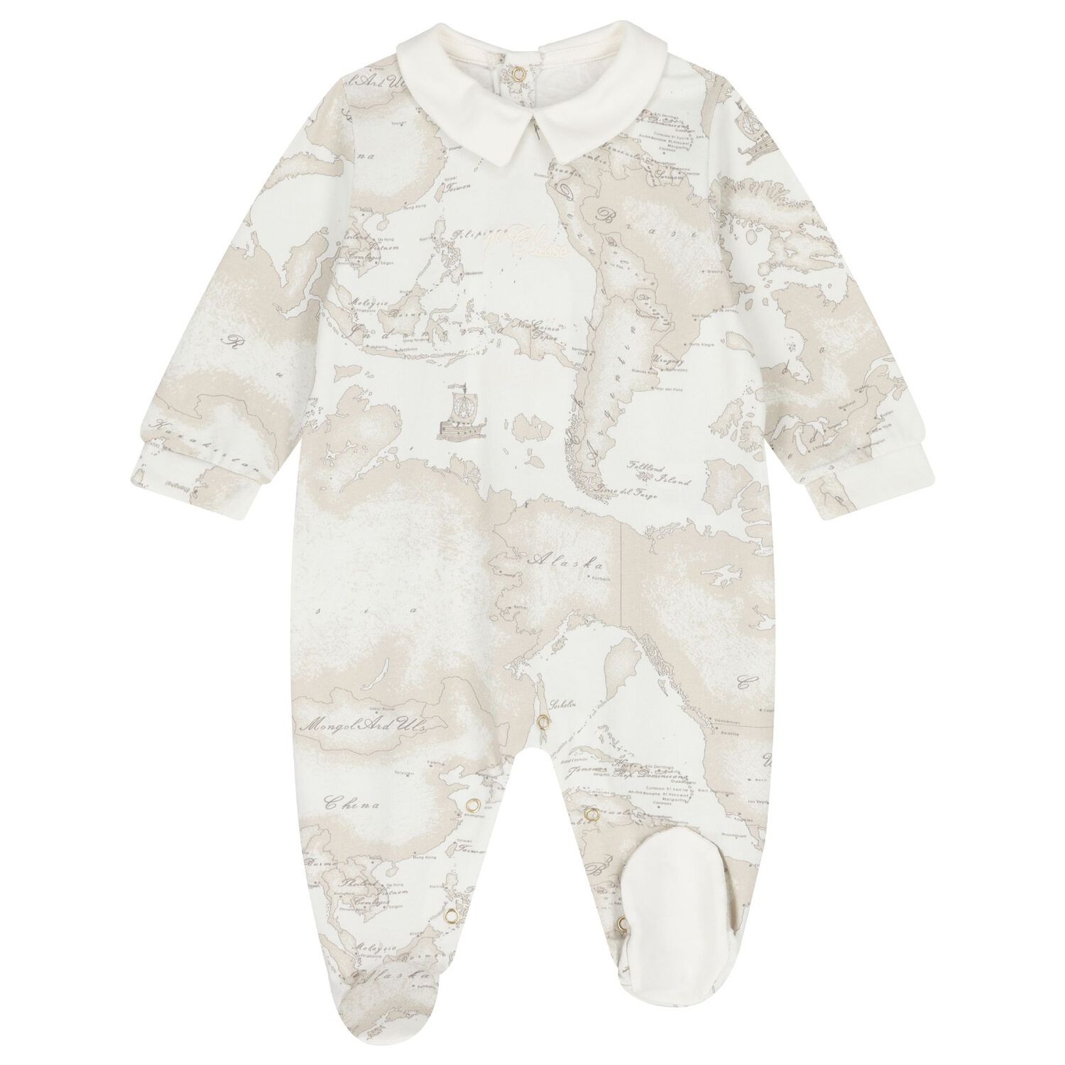 Ivory & Beige Geo Map Babygrow Gift Set, 3, hi-res
