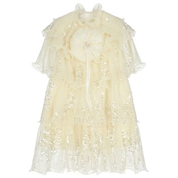 Girls Ivory Sequin Dress