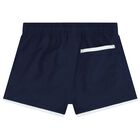 Boys Navy Blue Polo Bear Swim Shorts, 1, hi-res