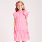 Girls Pink Bow Dress, 3, hi-res