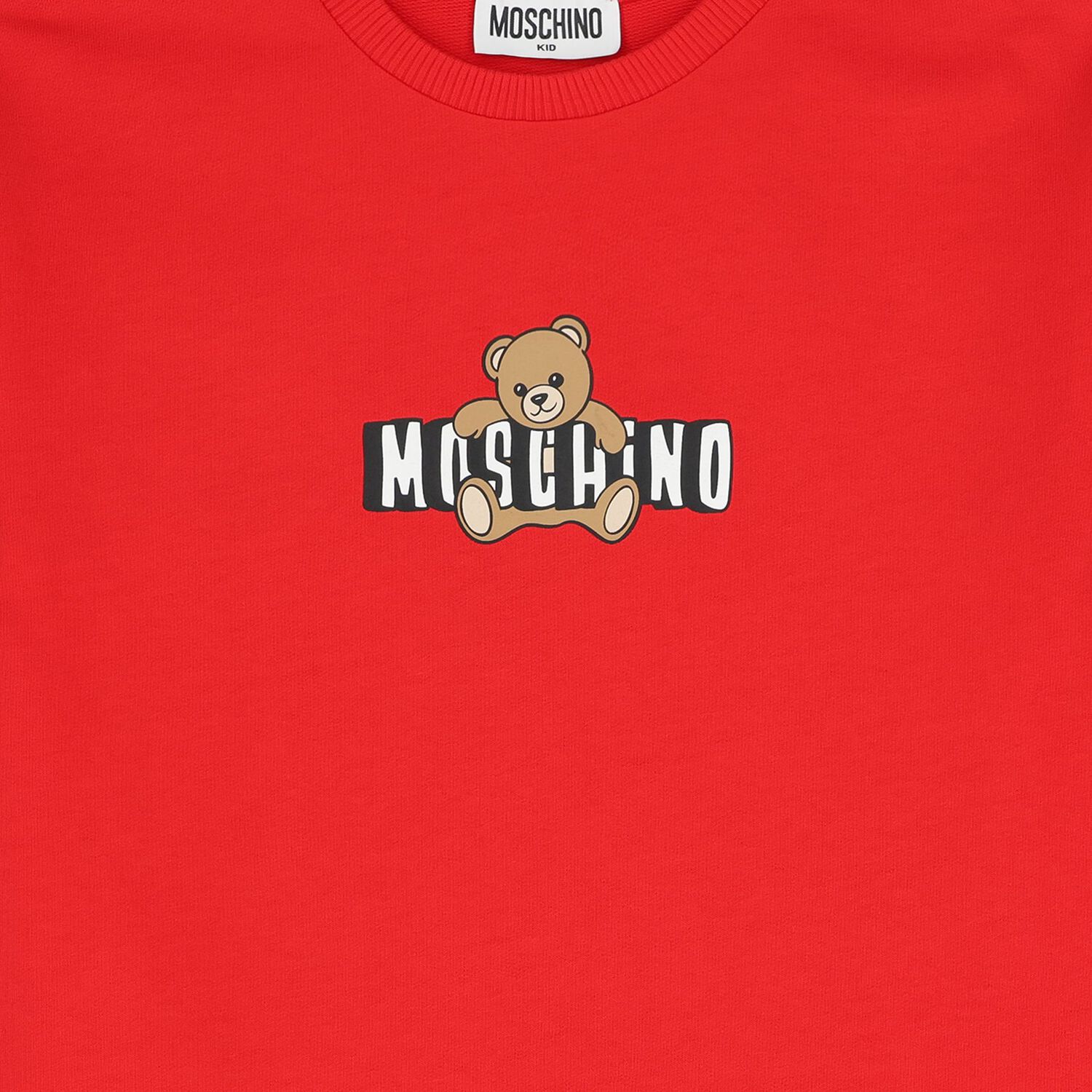 Girls Red Teddy Bear Logo Dress, 3, hi-res