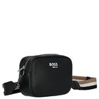 Girls Black Logo Leather Bag, 1, hi-res