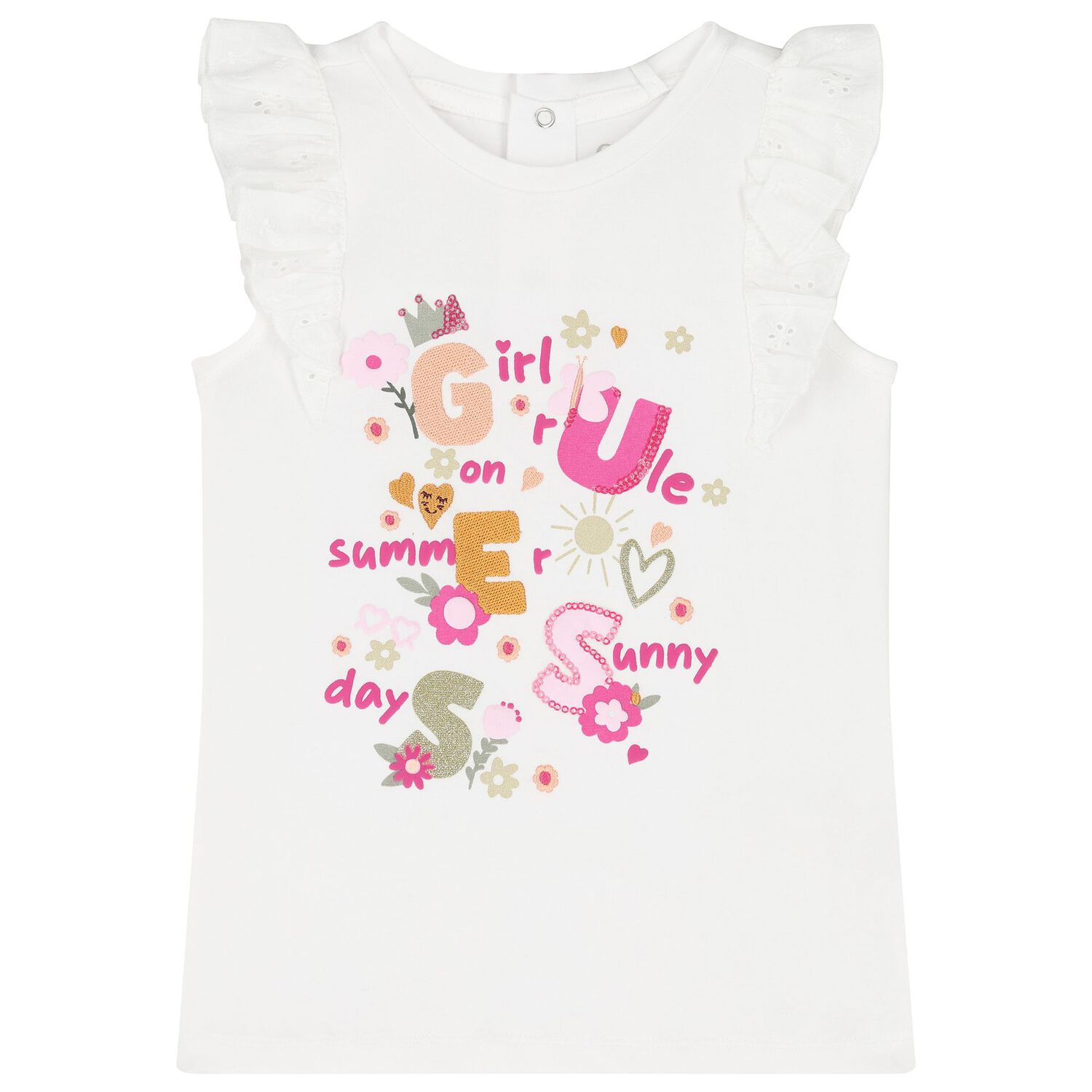 Younger Girls White & Pink Leggings Set, 1, hi-res