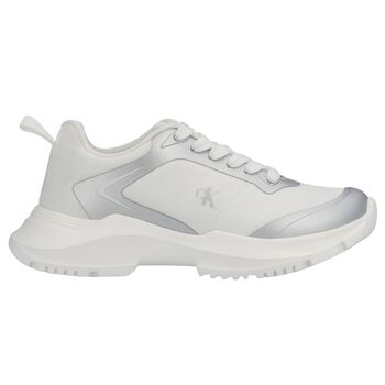 White & Silver Logo Trainers