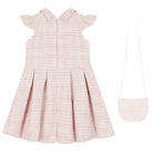 Girls Pink & Ivory Bow Dress & Bag Set, 1, hi-res