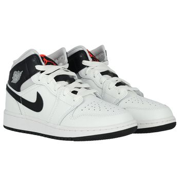 White & Black Air Jordan 1 Mid Trainers