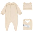 Beige Teddy Bear Logo Babygrow Gift Set, 2, hi-res