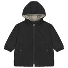 Younger Boys Beige & Black Reversible Puffer Jacket, 1, hi-res