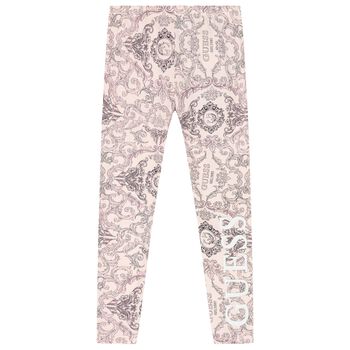 Girls Pink Logo Leggings