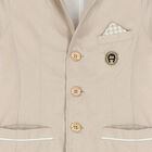 Boys Beige Logo Blazer, 1, hi-res