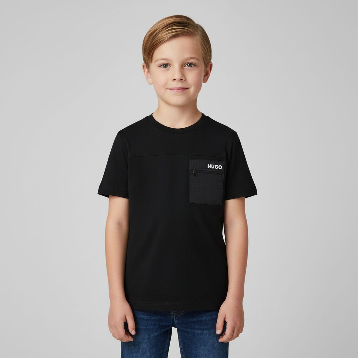 Boys Black Logo T-Shirt, 1, hi-res