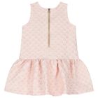 Girls Pink Jacquard Flower Dress, 1, hi-res