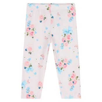 Younger Girls Pink Floral Leggings