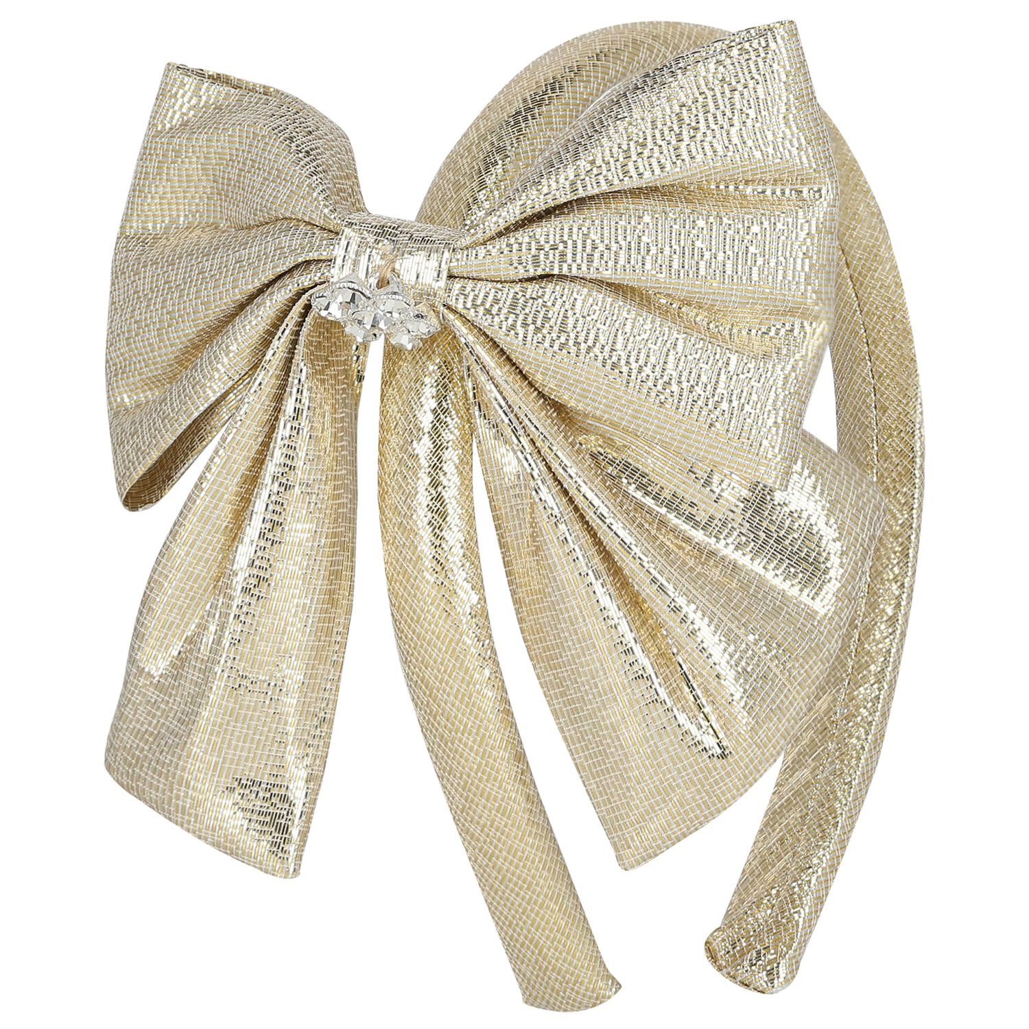 Girls Gold Bow Headband, 1, hi-res