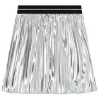 Girls Silver Logo Pleated Skirt, 1, hi-res
