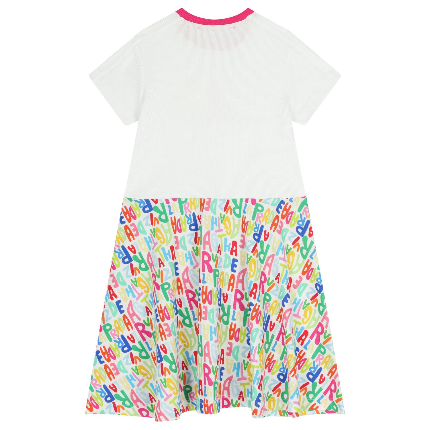 Girls White & Pink Logo Dress, 1, hi-res