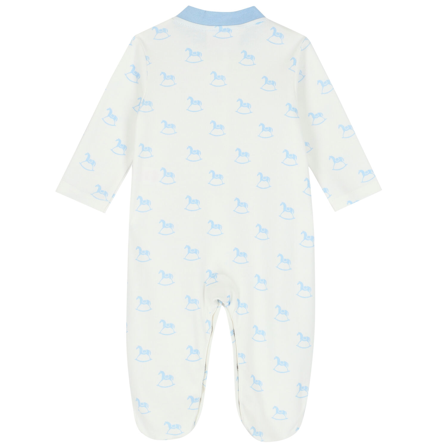 Baby Boys Ivory & Blue Horse Babygrow, 2, hi-res