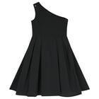 Girls Black One Shoulder Dress, 3, hi-res