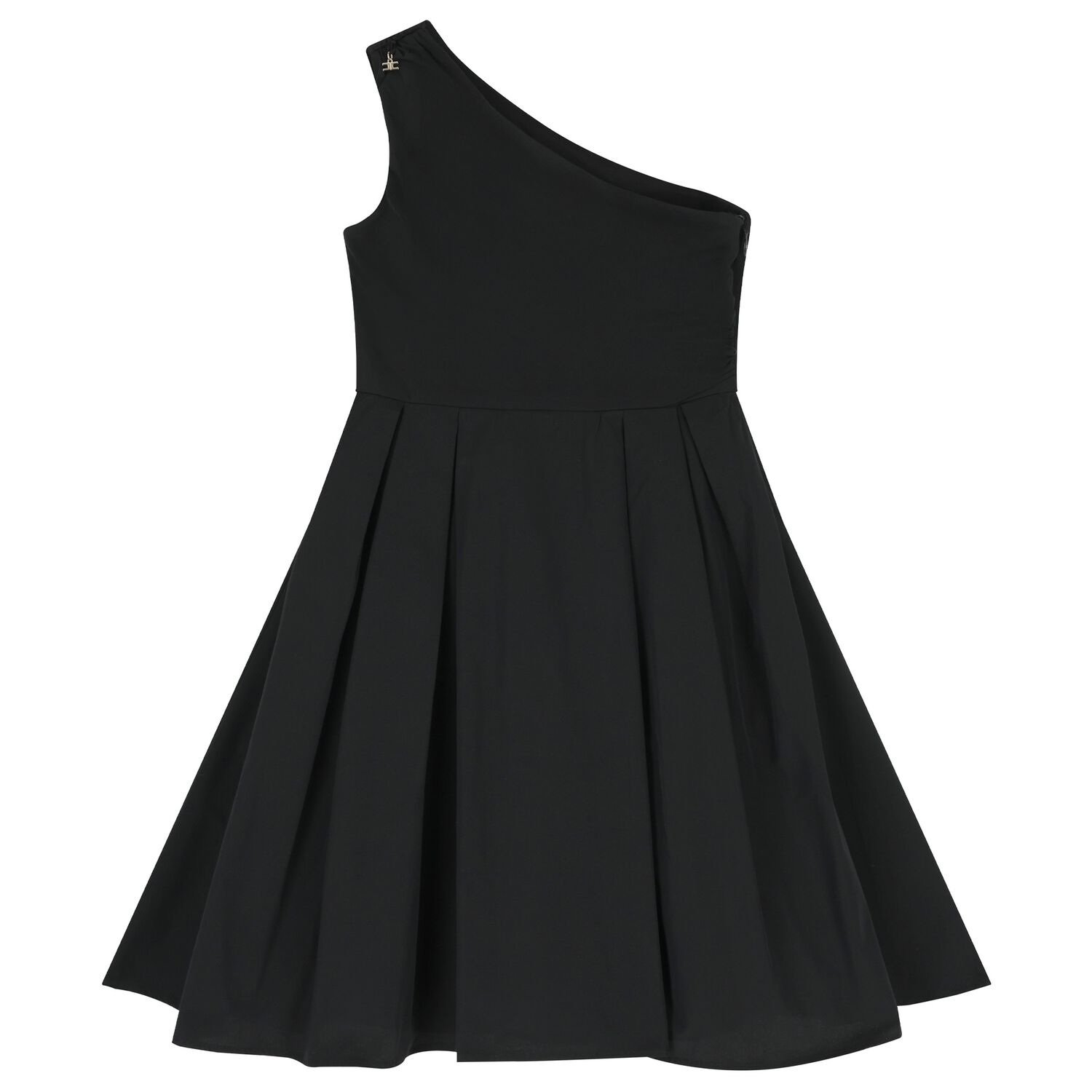 Girls Black One Shoulder Dress, 3, hi-res
