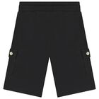 Boys Beige & Black Logo Shorts Set, 1, hi-res