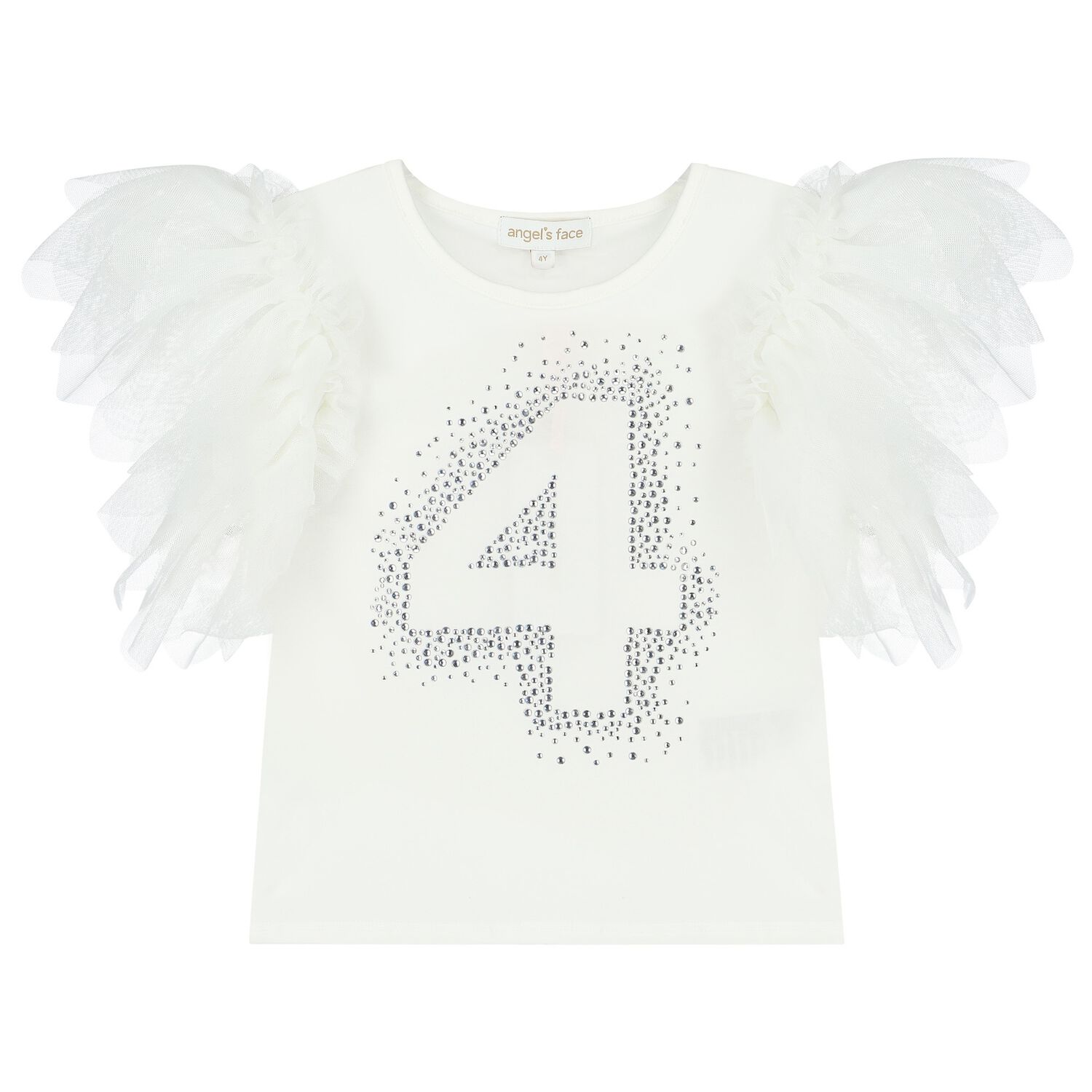 Girls White 4th Birthday T-Shirt, 8, hi-res