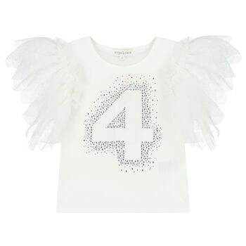 Girls White 4th Birthday T-Shirt