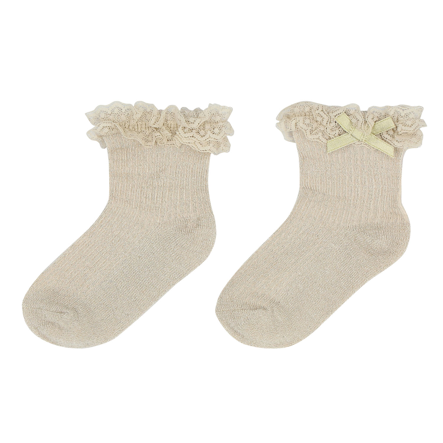 Baby Girls Beige Lace Socks, 1, hi-res