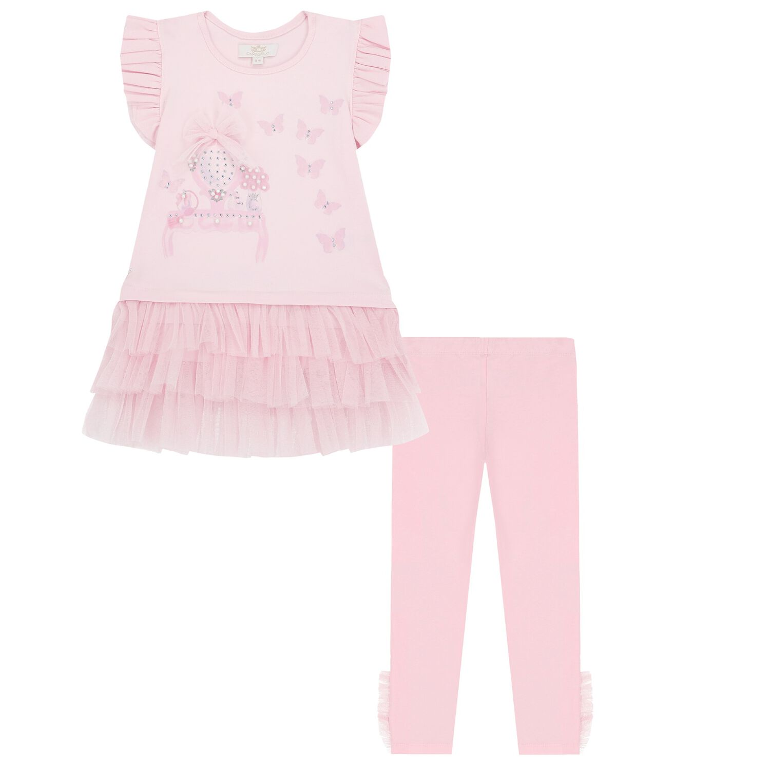 Girls Pink Pearl Leggings Set, 1, hi-res
