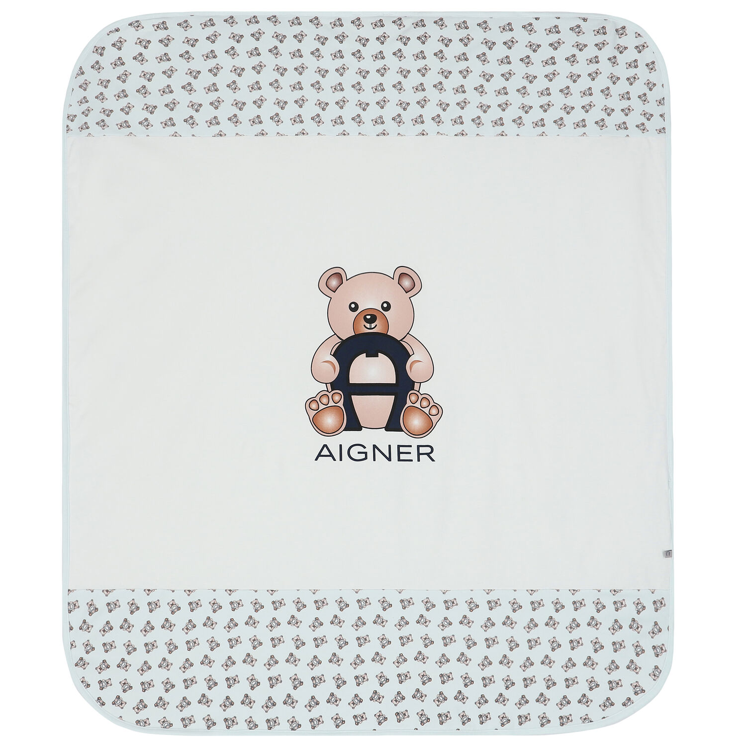 Baby Boys Blue & White Pima Cotton Logo Blanket, 2, hi-res