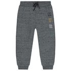Younger Boys Navy Blue, Grey & Yellow 3 Piece Tracksuit Set, 1, hi-res