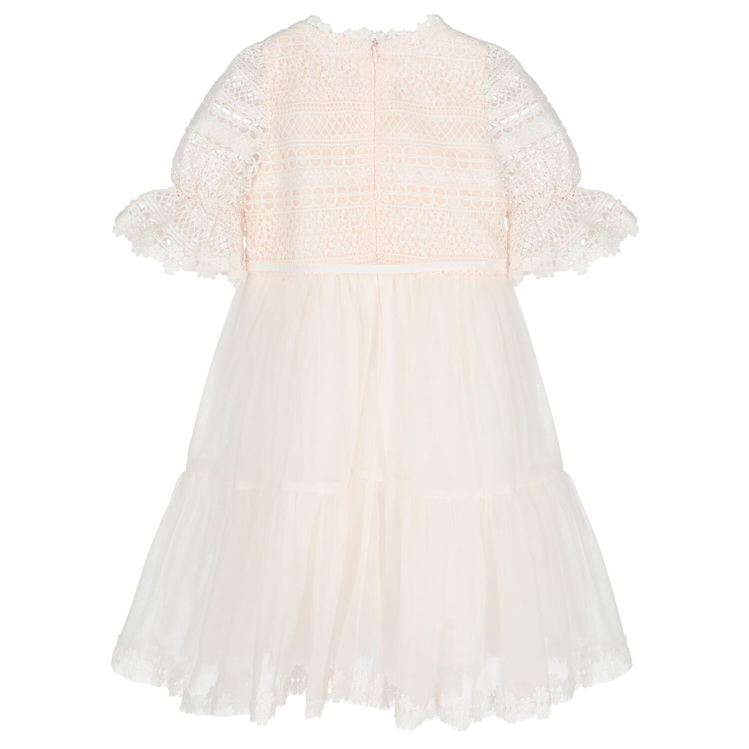 Girls Pink Lace & Tulle Dress, 1, hi-res