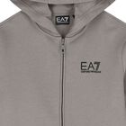 Boys Grey Logo Hooded Zip Up Top, 1, hi-res
